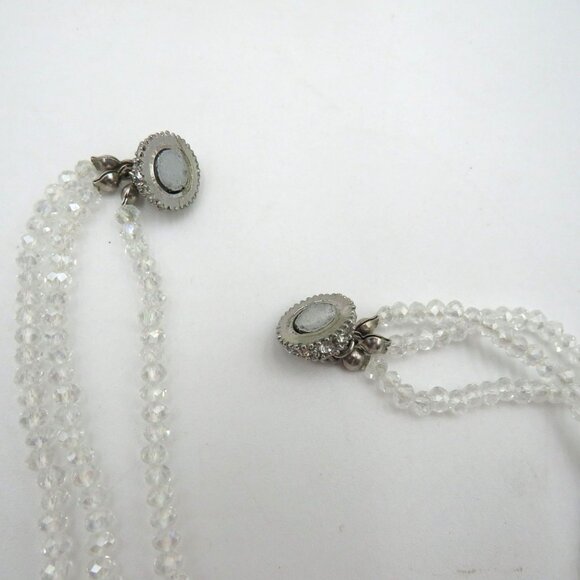 Crystal Beaded Necklace 16" Multi Layered Faceted Bead Rhinestone Magnetic Clasp - Picture 6 of 7